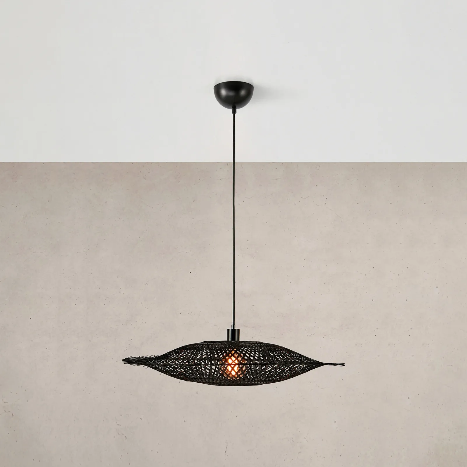 Lampada a sospensione Kumo in bambù, nero, 75 cm