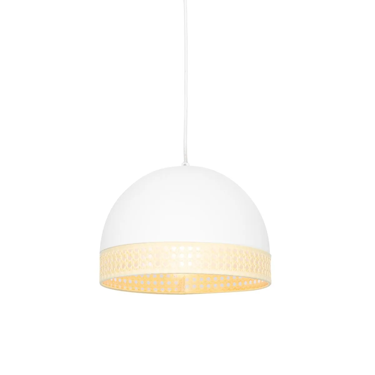 Lampada a sospensione orientale bianca con rattan 30 cm - Magna Rattan