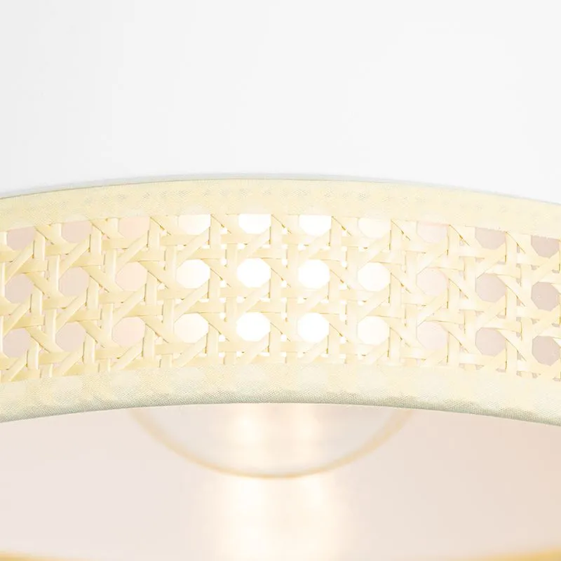 Lampada a sospensione orientale bianca con rattan 30 cm - Magna Rattan
