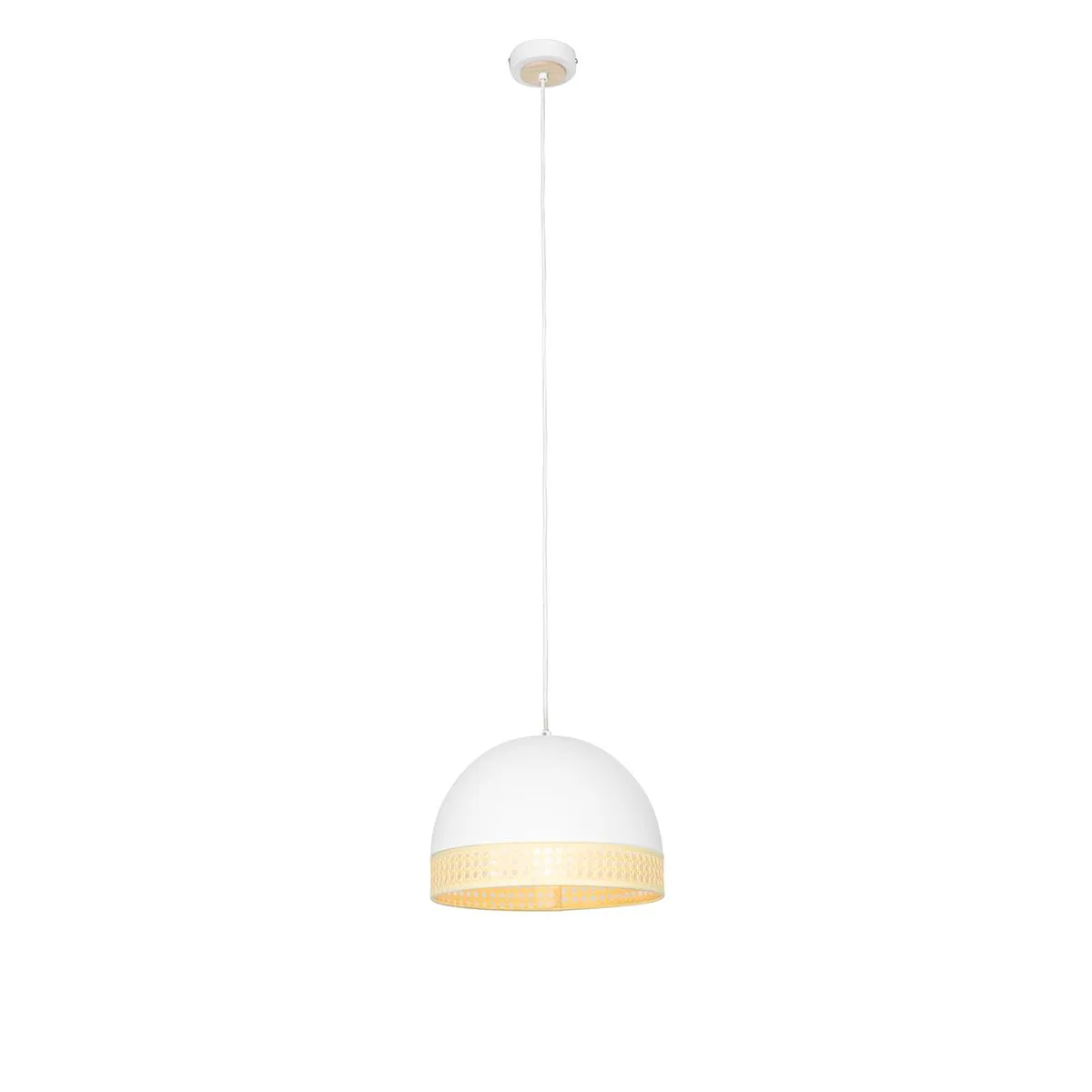 Lampada a sospensione orientale bianca con rattan 30 cm - Magna Rattan