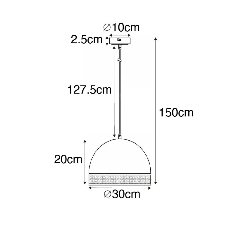 Lampada a sospensione orientale bianca con rattan 30 cm - Magna Rattan