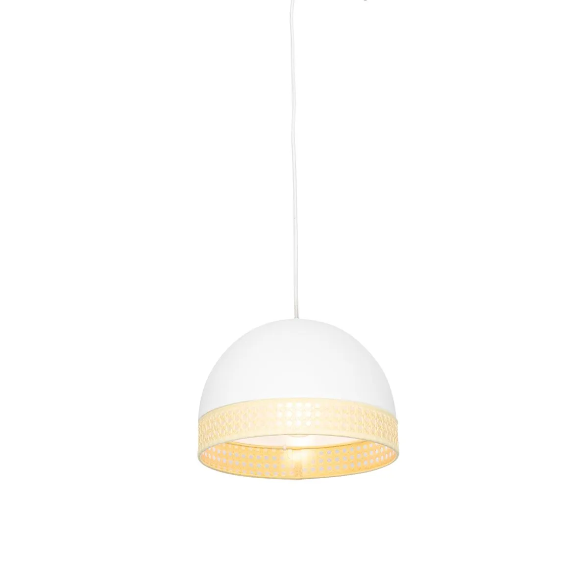 Lampada a sospensione orientale bianca con rattan 30 cm - Magna Rattan