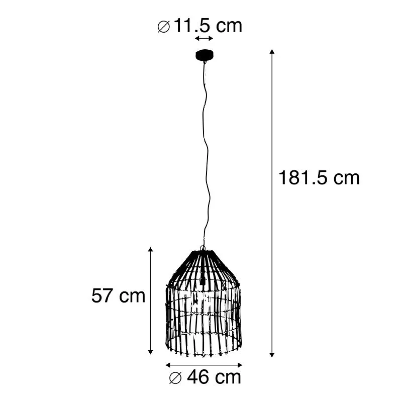 Lampada a sospensione rurale in bambù 57 cm - Canna