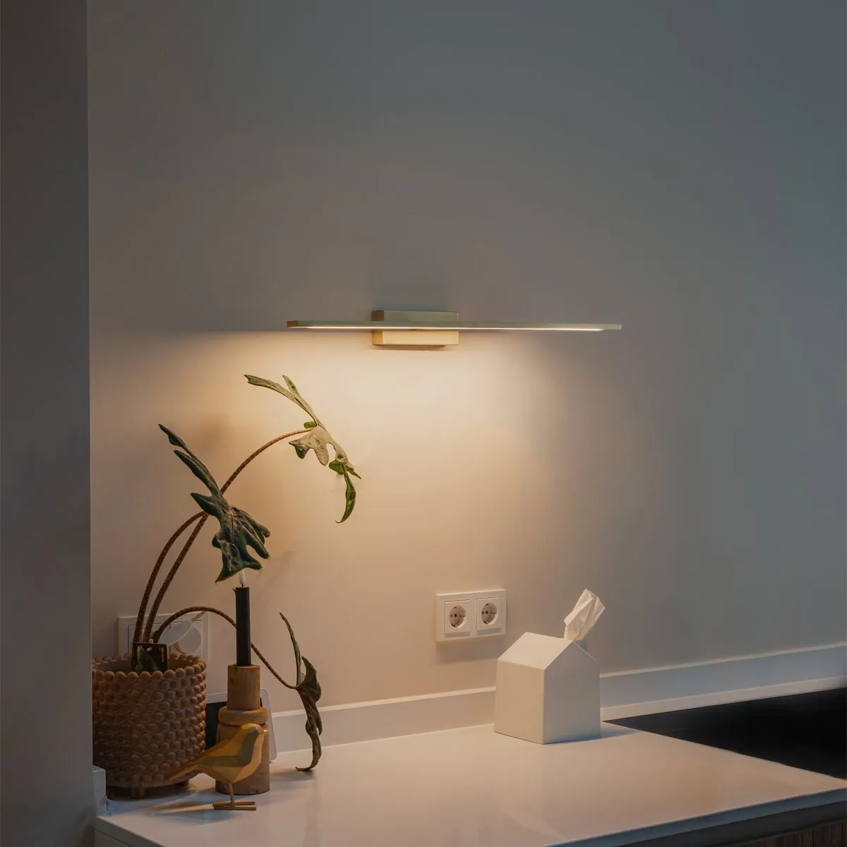 Lampada da parete in ottone 62 cm con LED IP44 - Jerre