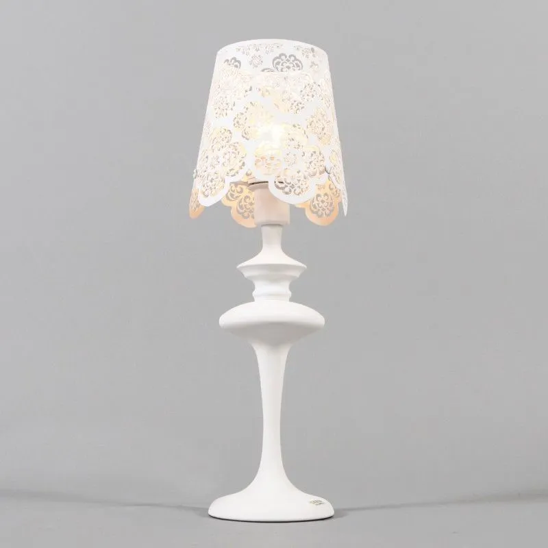 Lampada da tavolo 'Lace' classico blanca/metallo - adatta per LED / interna