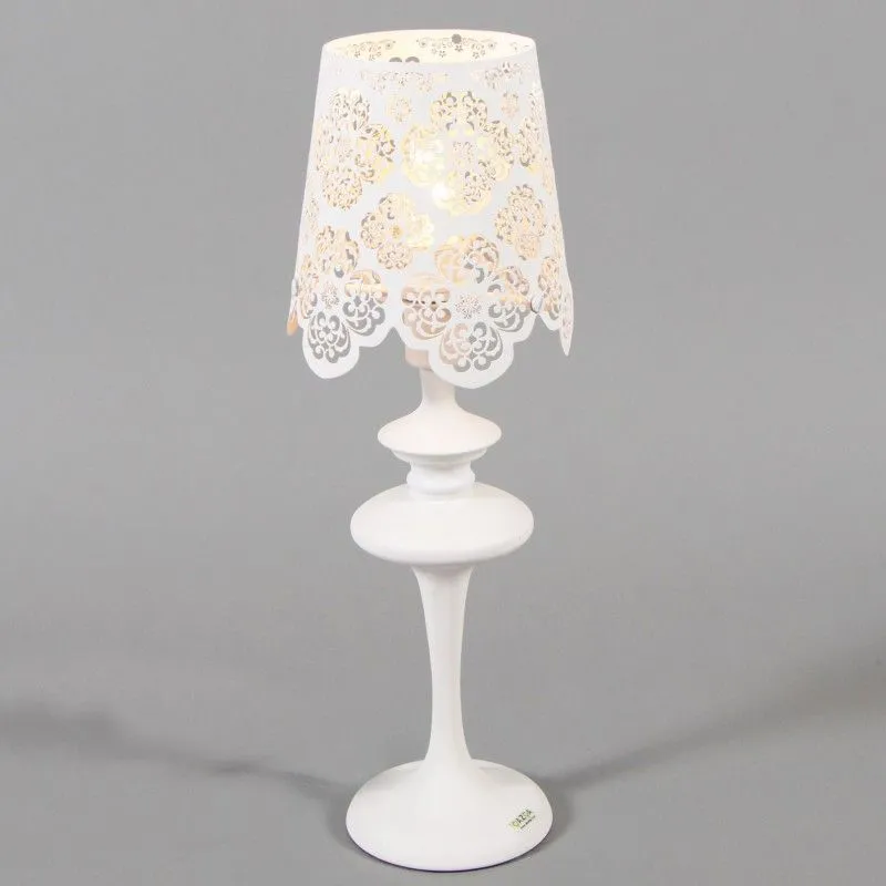 Lampada da tavolo 'Lace' classico blanca/metallo - adatta per LED / interna