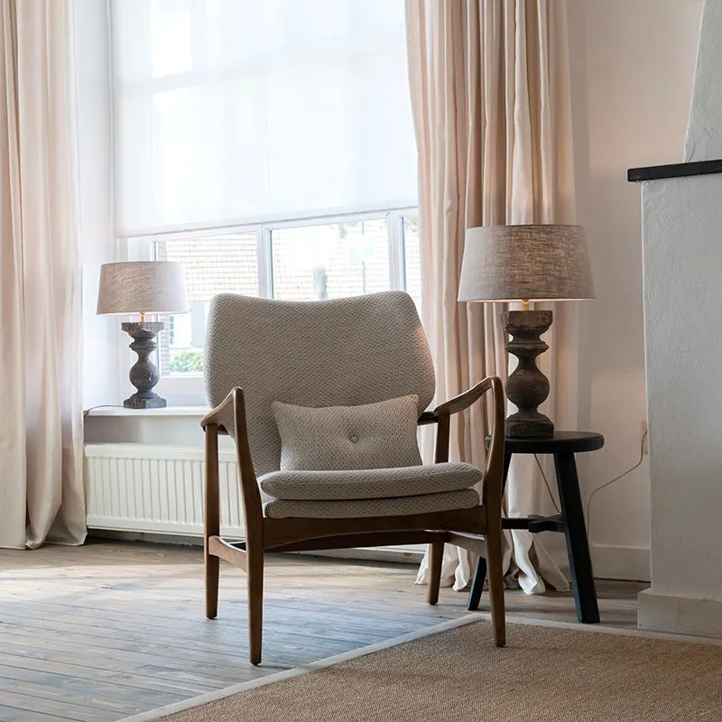 Lampada da tavolo country grigia con paralume beige 35 cm - Rik S