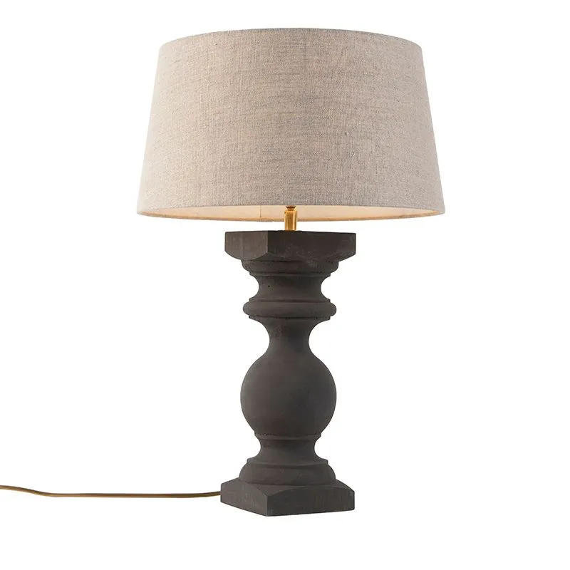Lampada da tavolo country grigia con paralume beige 35 cm - Rik S