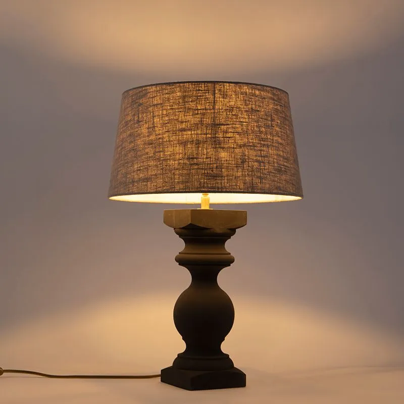 Lampada da tavolo country grigia con paralume beige 35 cm - Rik S