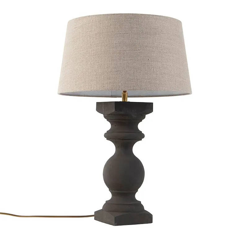 Lampada da tavolo country grigia con paralume beige 35 cm - Rik S