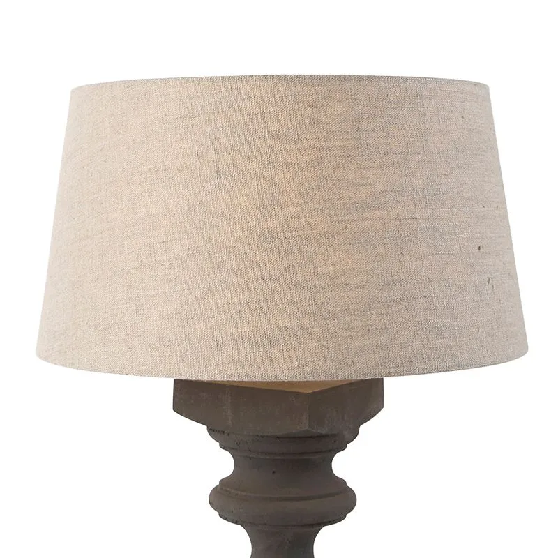 Lampada da tavolo country grigia con paralume beige 35 cm - Rik S