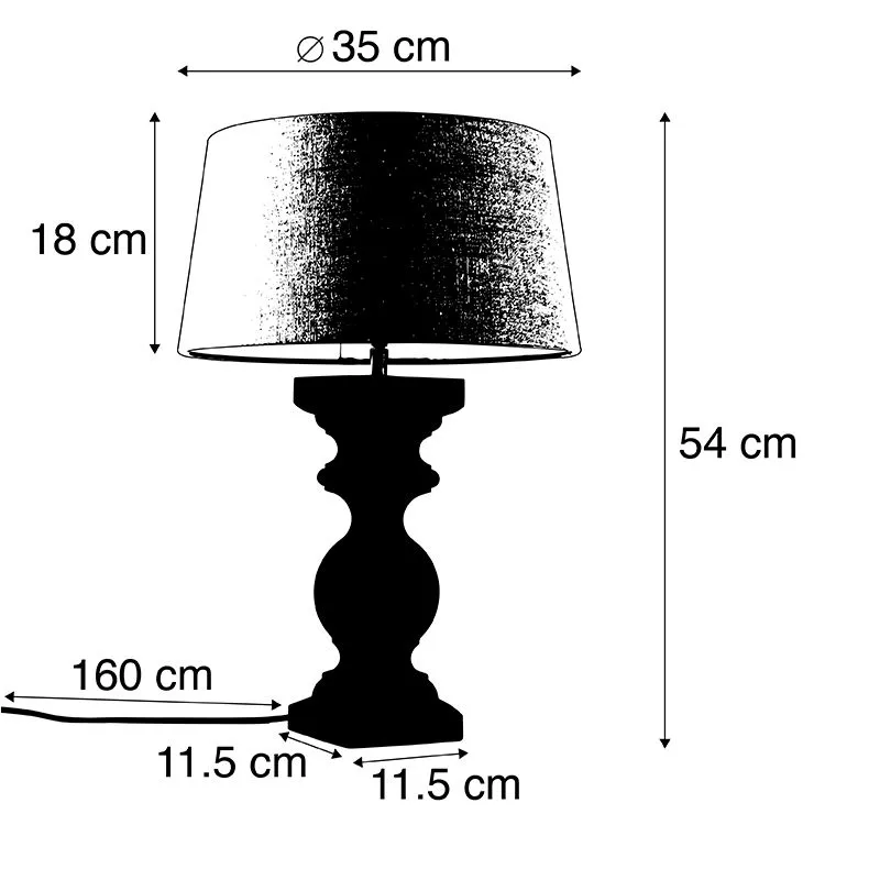 Lampada da tavolo country grigia con paralume beige 35 cm - Rik S