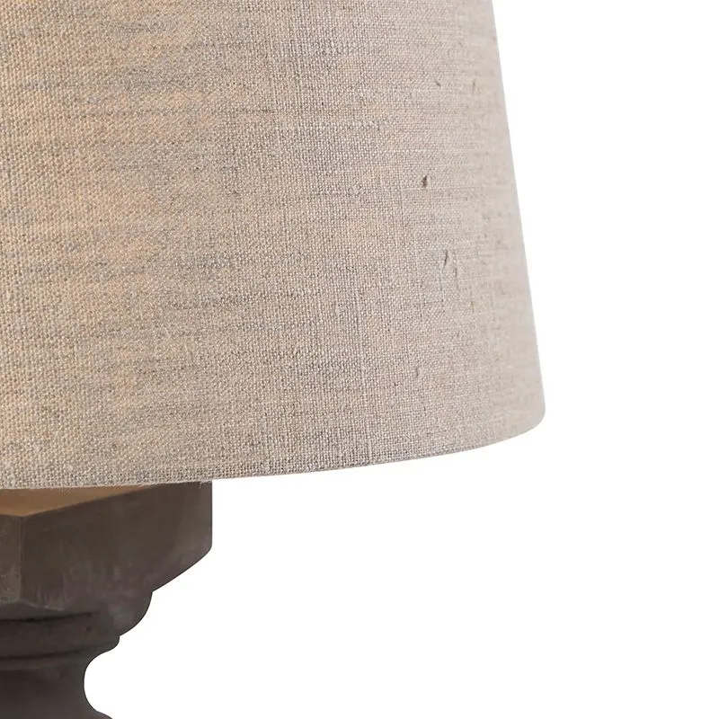 Lampada da tavolo country grigia con paralume beige 35 cm - Rik S