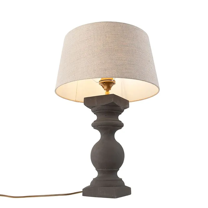 Lampada da tavolo country grigia con paralume beige 35 cm - Rik S
