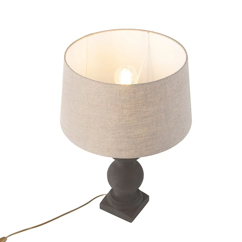 Lampada da tavolo country grigia con paralume beige 35 cm - Rik S