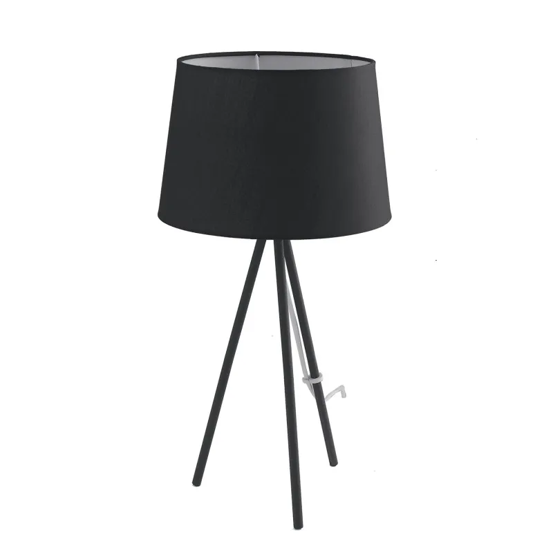 Lampada da tavolo in metallo con paralume in tessuto Nero 1Xe27 30X58,5Cm