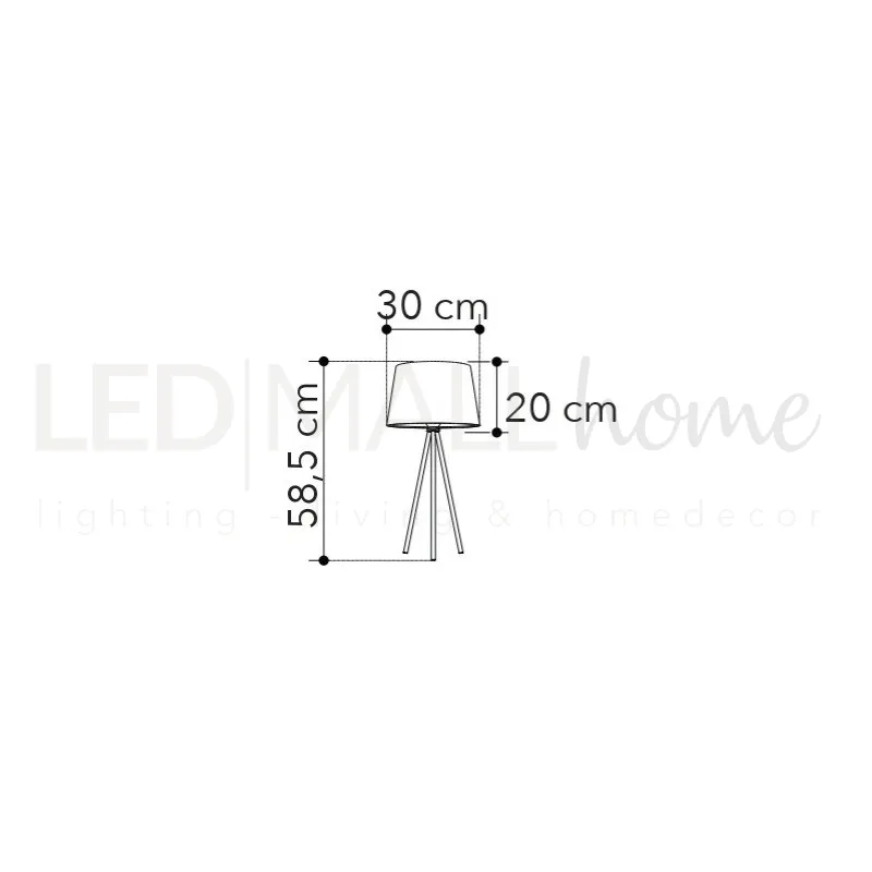 Lampada da tavolo in metallo con paralume in tessuto Nero 1Xe27 30X58,5Cm