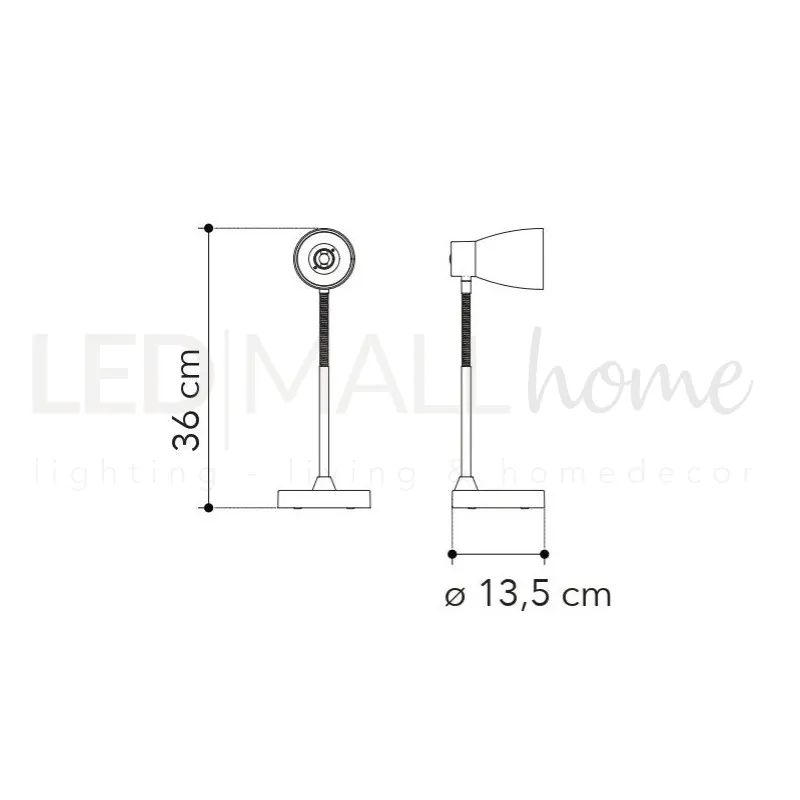Lampada da tavolo in metallo e plastica con diffusore orientabile Blu 1Xe14 13,5X36Cm