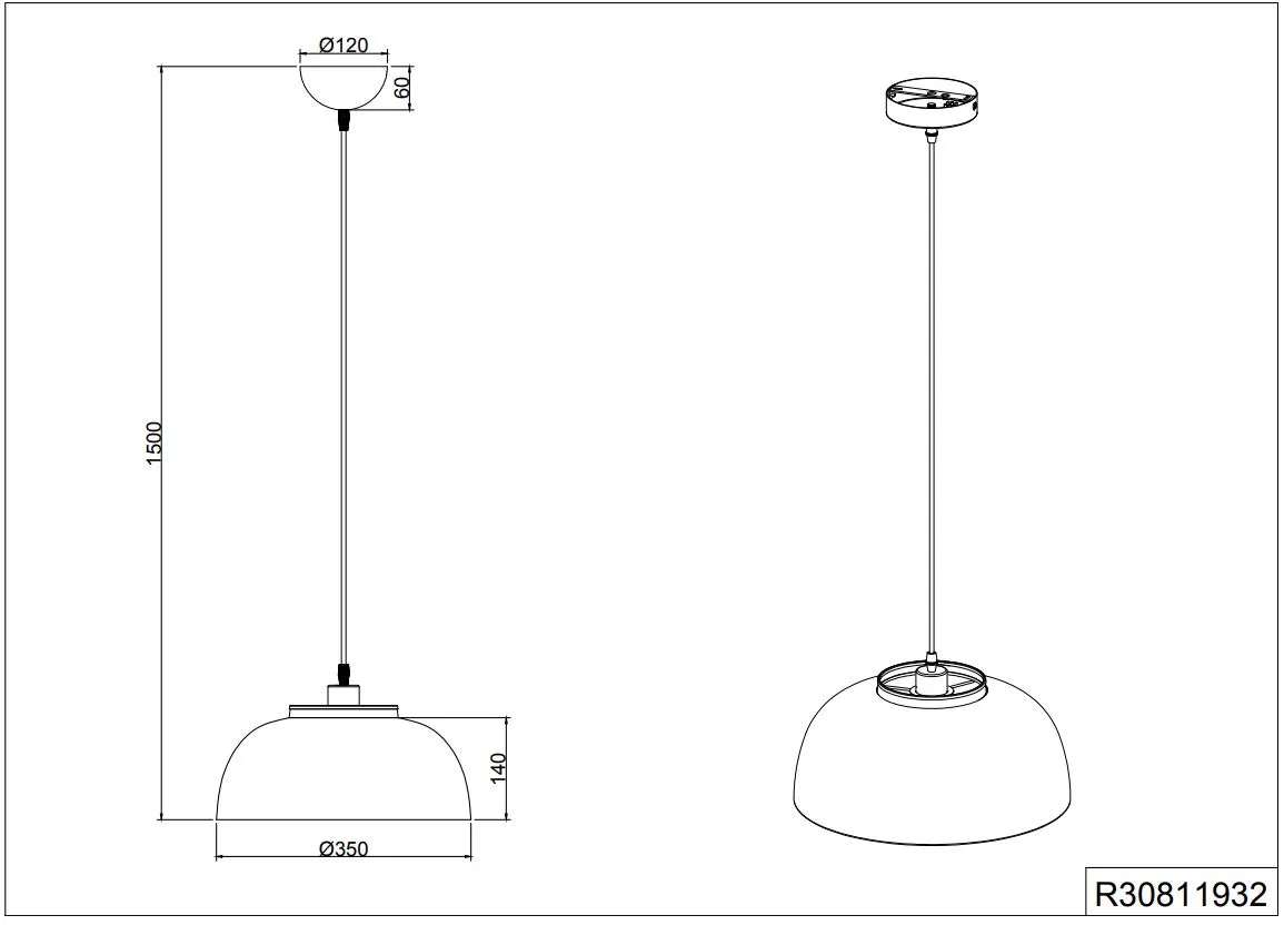 Lampada Sospensione Paralume Singolo E27 Tavolo Cucina Nero e Oro Punch Trio Lighting
