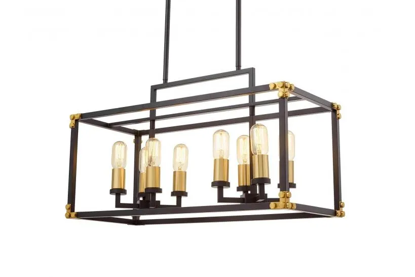 Lampadario a sospensione di metallo in colore nero con ottone WALDORF W8