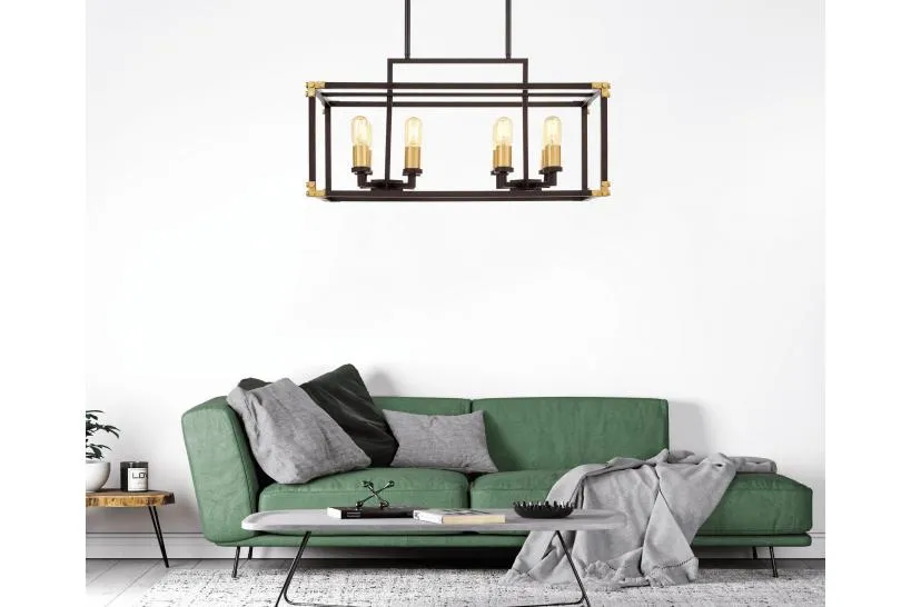 Lampadario a sospensione di metallo in colore nero con ottone WALDORF W8