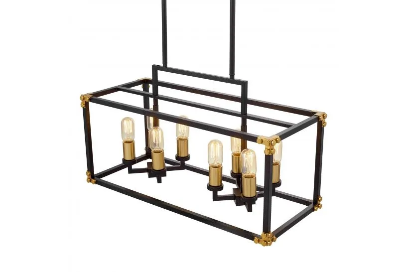 Lampadario a sospensione di metallo in colore nero con ottone WALDORF W8