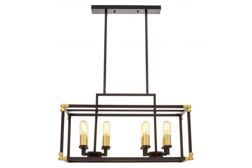 Lampadario a sospensione di metallo in colore nero con ottone WALDORF W8