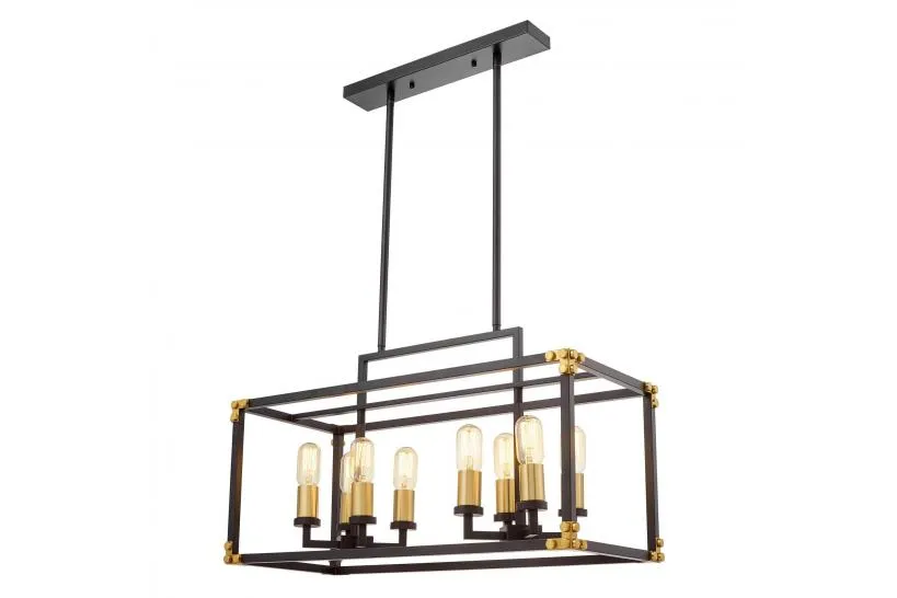 Lampadario a sospensione di metallo in colore nero con ottone WALDORF W8