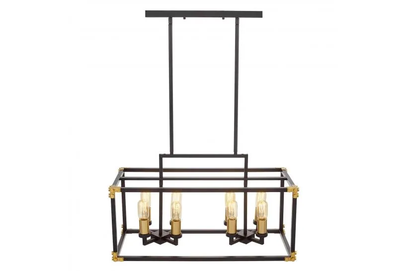 Lampadario a sospensione di metallo in colore nero con ottone WALDORF W8