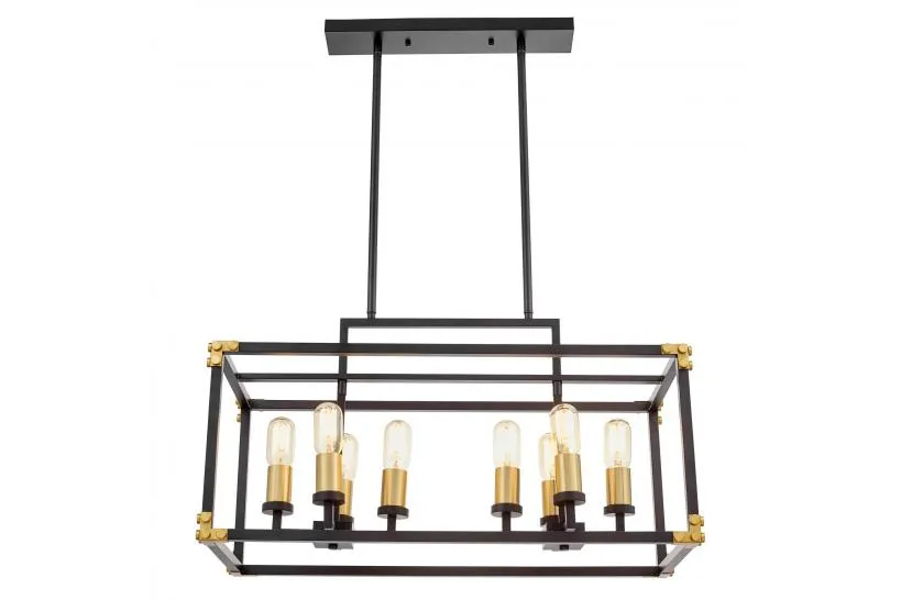 Lampadario a sospensione di metallo in colore nero con ottone WALDORF W8