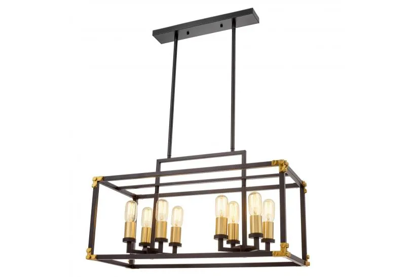 Lampadario a sospensione di metallo in colore nero con ottone WALDORF W8