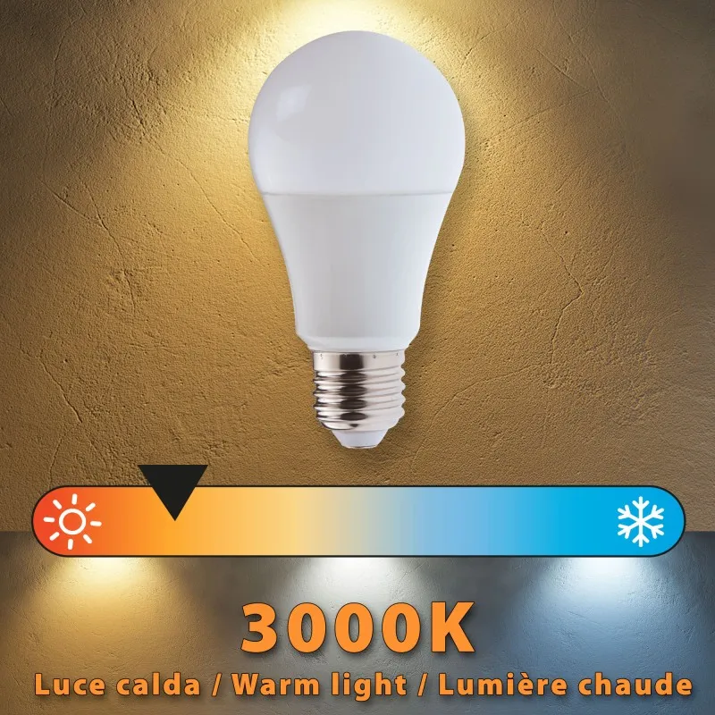 Lampadina SMD LED, Goccia A60, 15W/18000lm, base E27, 3000K