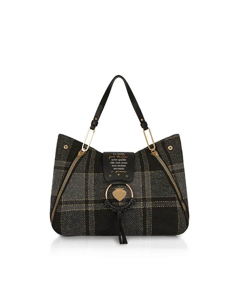 Le Pandorine Vicky Wool Effect Bag / Black