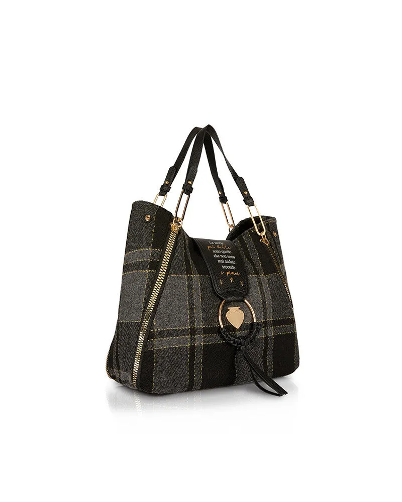 Le Pandorine Vicky Wool Effect Bag / Black