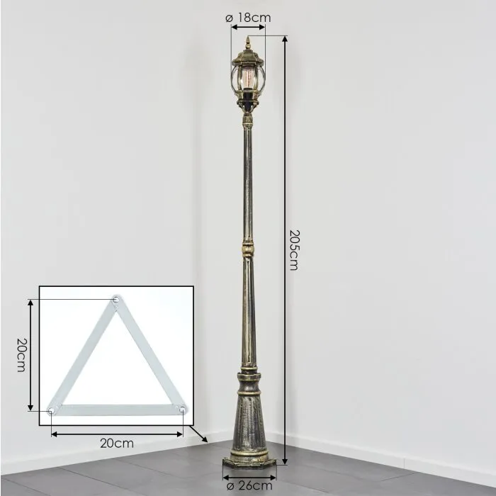 Lentua Lampione multibraccia, Illuminazione viale Oro, Nero, 1-Luce
