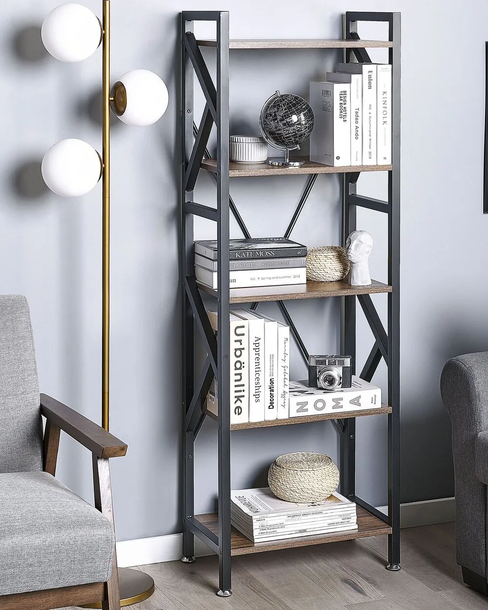 Libreria a 5 ripiani DALE 150 cm Marrone scuro