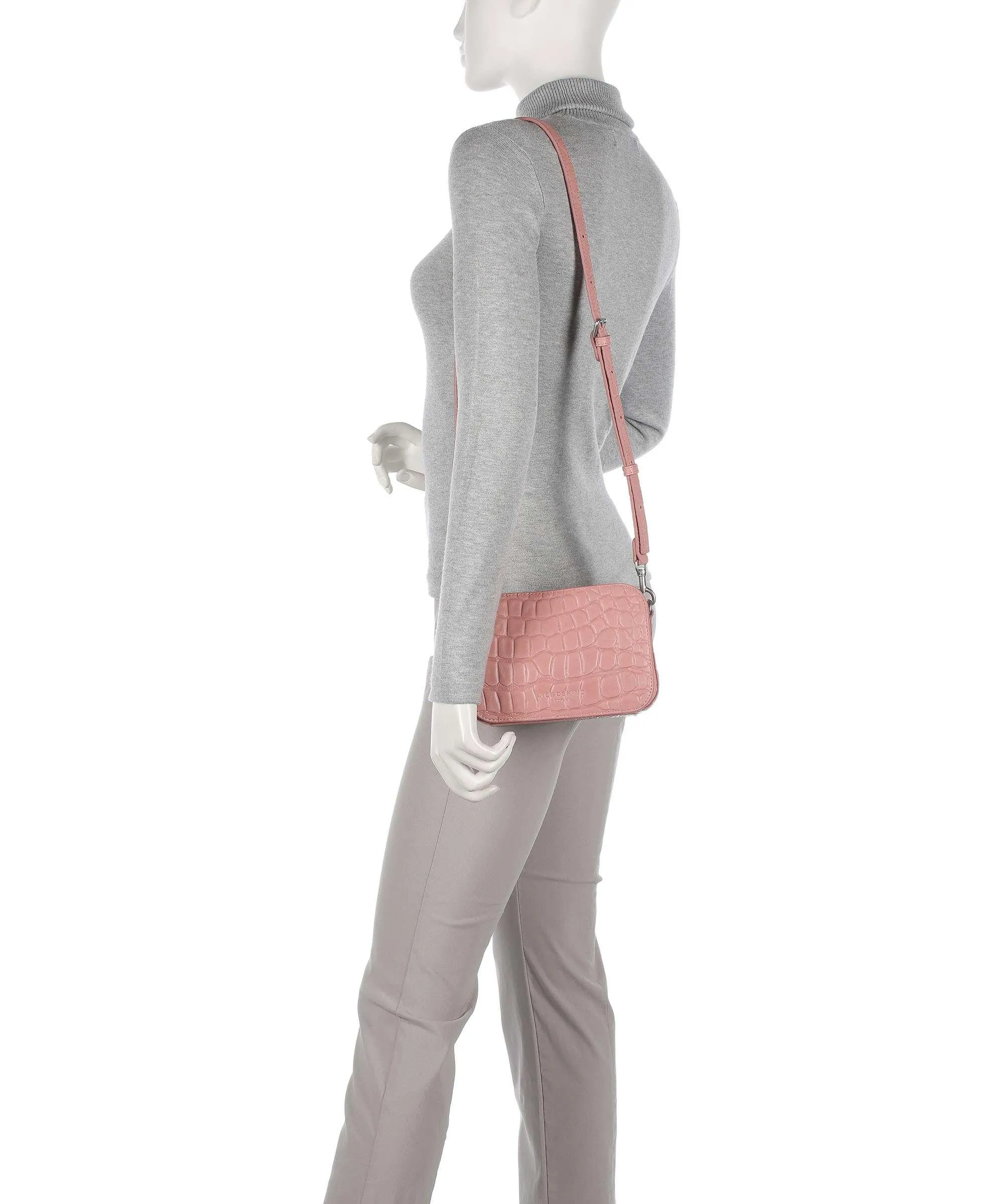  Liebeskind Luka Waxy Croco Borsa a tracolla pelle in rilievo rosa antico  