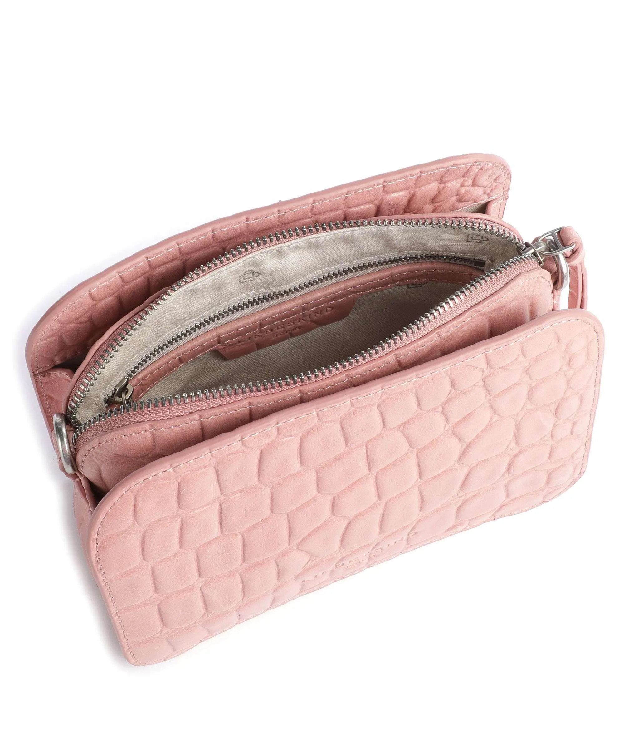  Liebeskind Luka Waxy Croco Borsa a tracolla pelle in rilievo rosa antico  