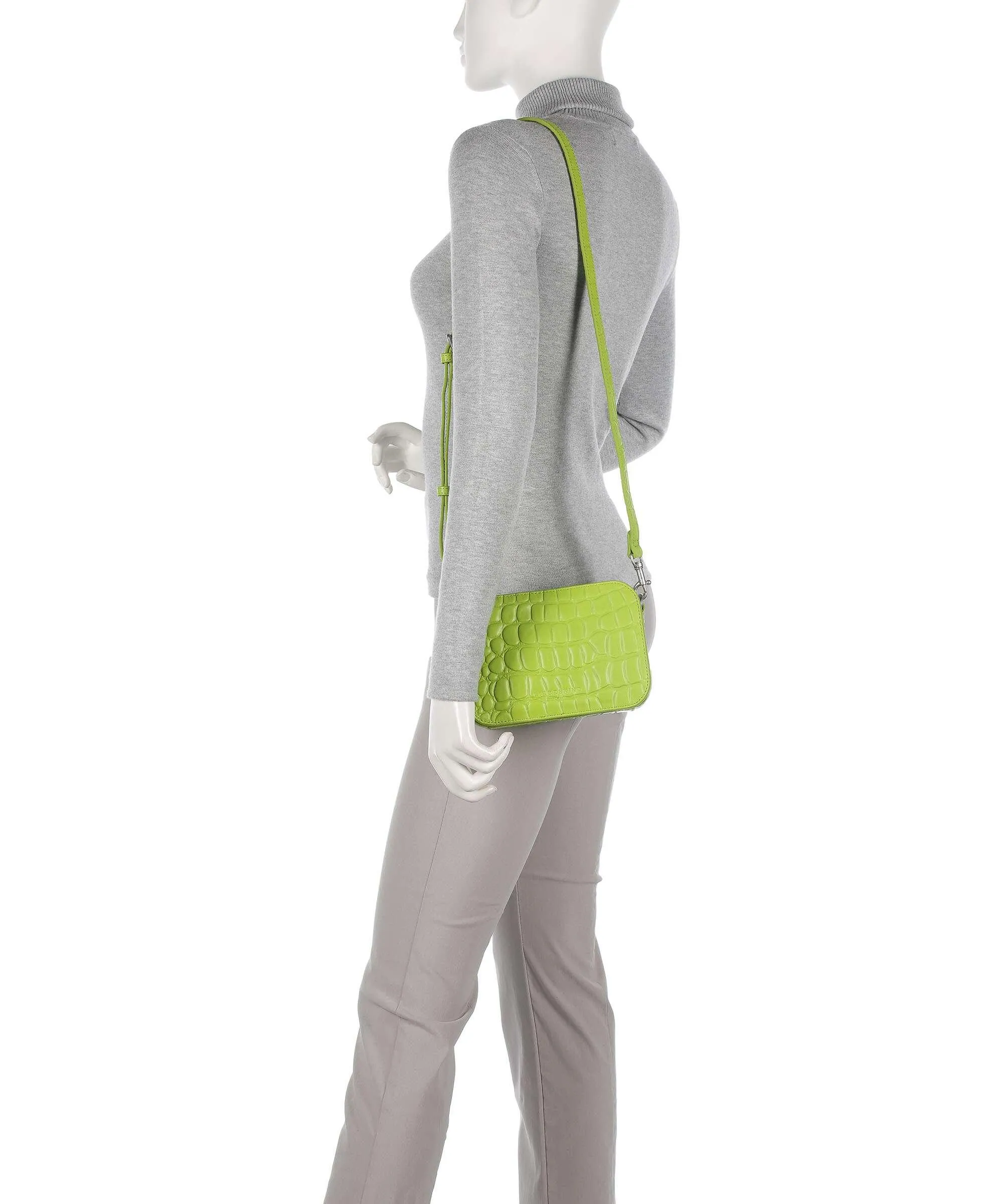  Liebeskind Luka Waxy Croco Borsa a tracolla pelle in rilievo verde chiaro  