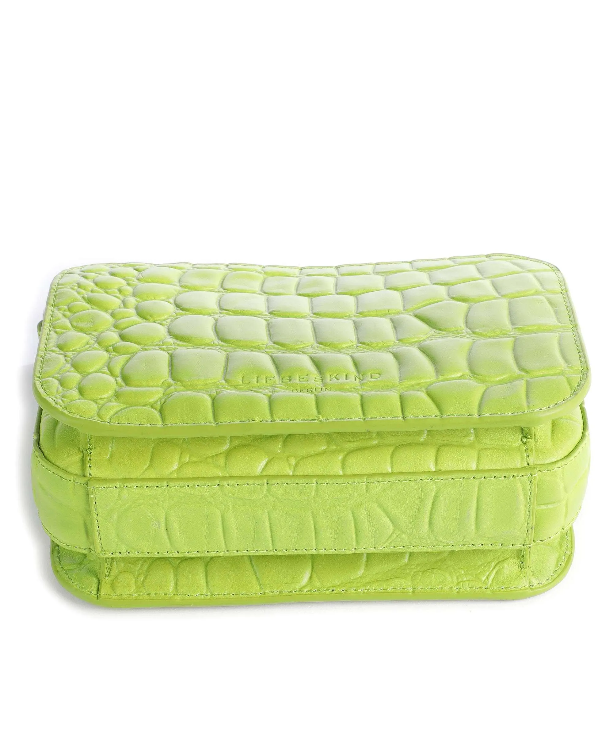  Liebeskind Luka Waxy Croco Borsa a tracolla pelle in rilievo verde chiaro  