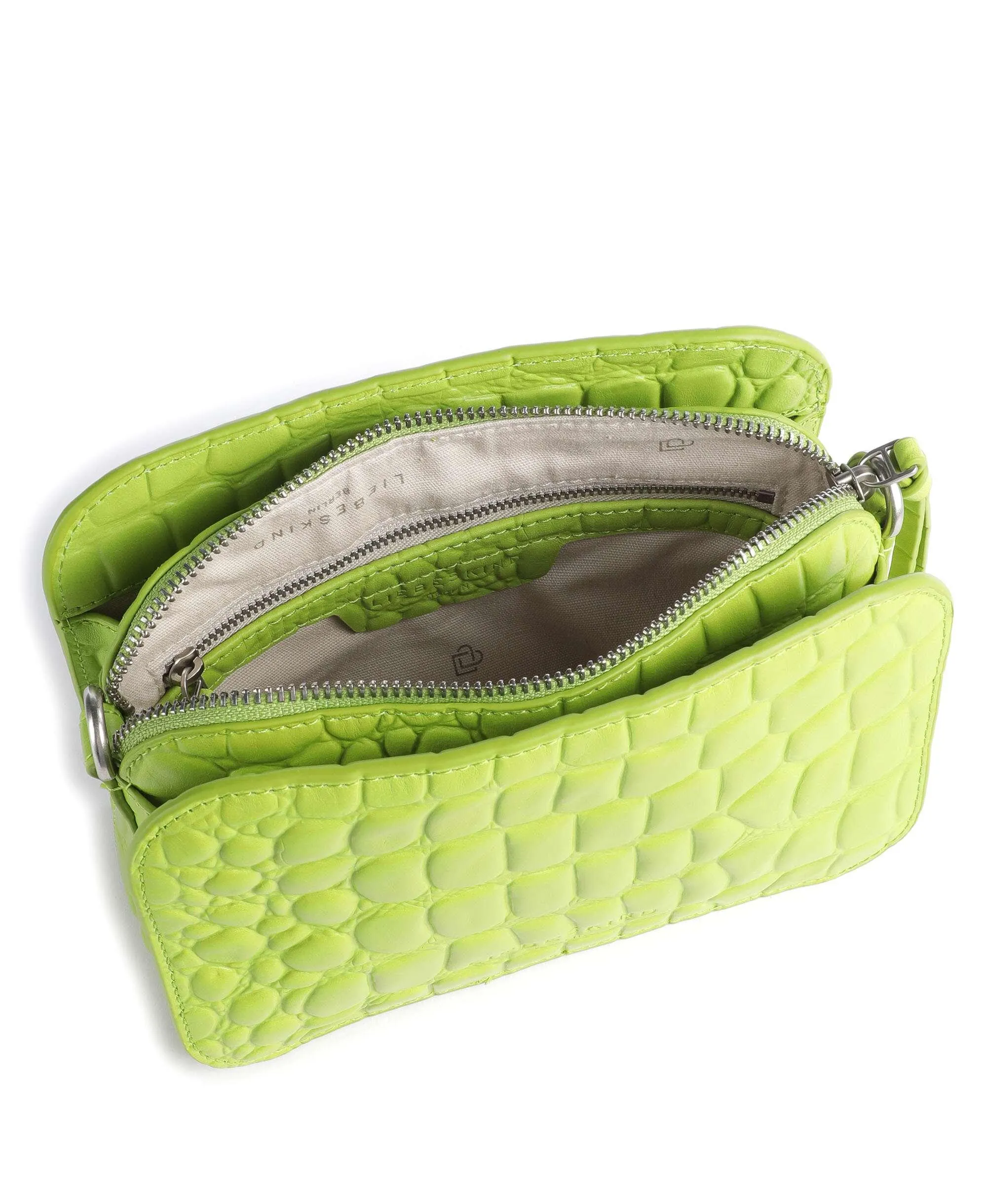  Liebeskind Luka Waxy Croco Borsa a tracolla pelle in rilievo verde chiaro  