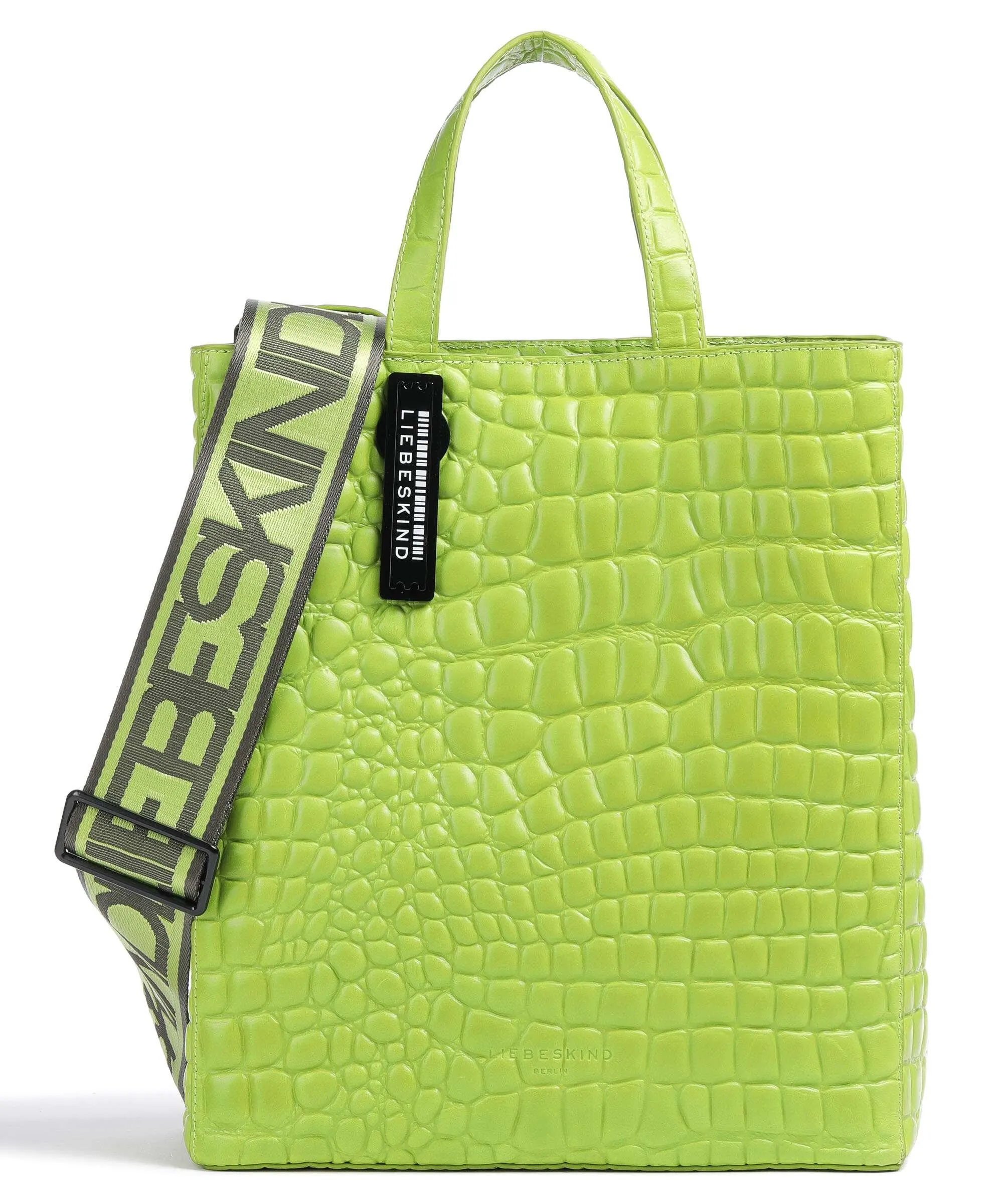  Liebeskind Paper Bag Waxy Croco M Borsa a mano pelle in rilievo verde chiaro  