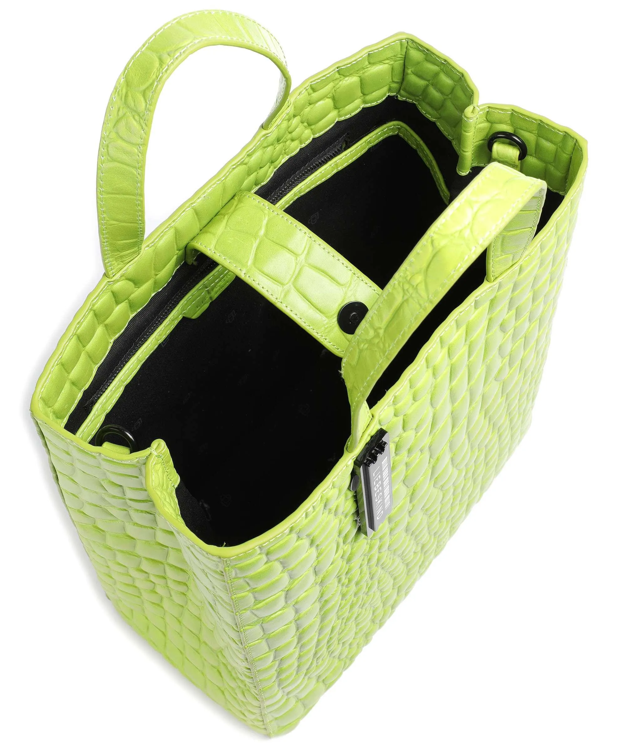  Liebeskind Paper Bag Waxy Croco M Borsa a mano pelle in rilievo verde chiaro  