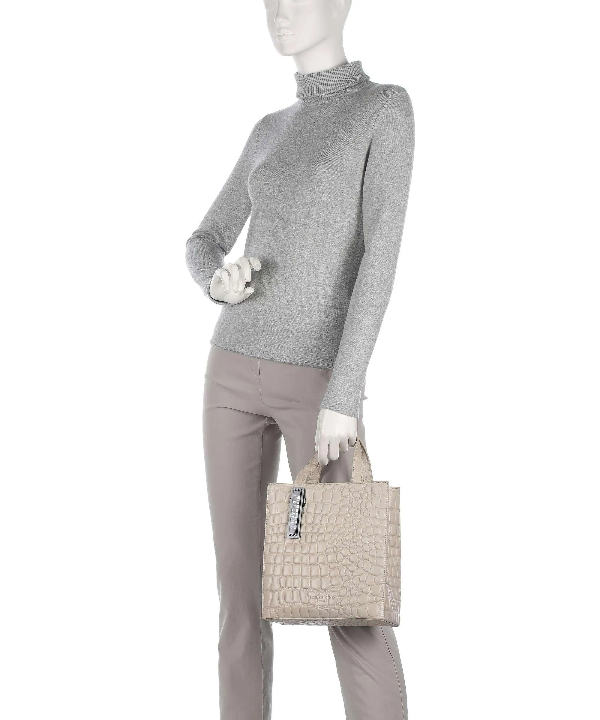  Liebeskind Paper Bag Waxy Croco S Borsa a mano pelle in rilievo beige  