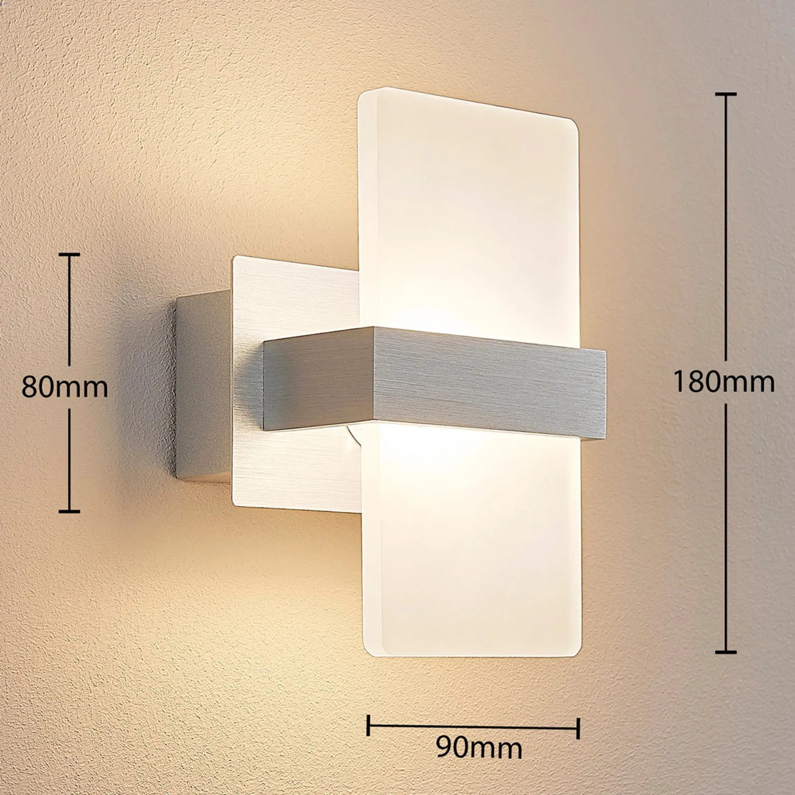Lindby Applique a LED Yorick, altezza 18 cm, alluminio, bianco, metallo