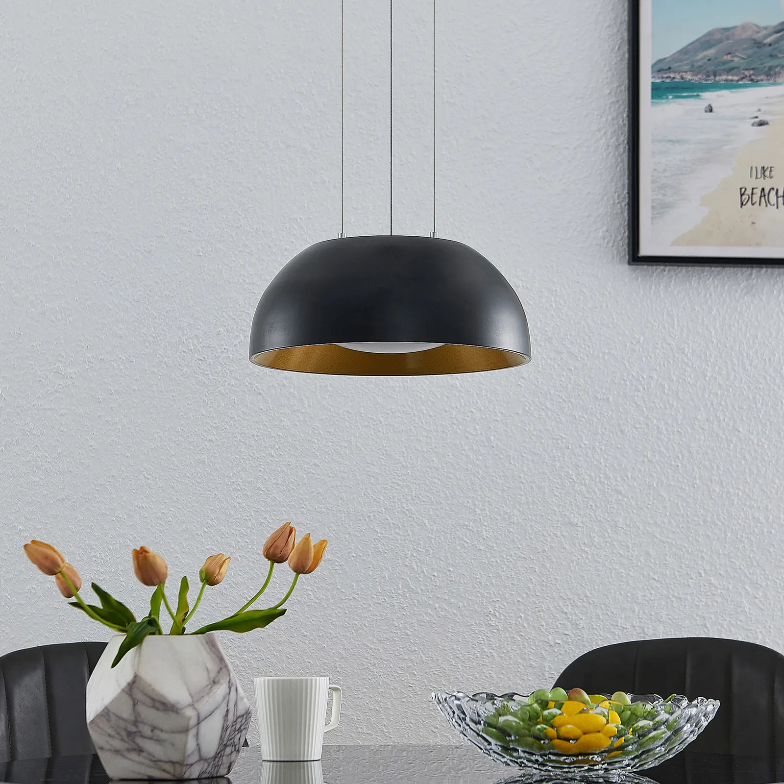 Lindby Juliven LED a sospensione, nero, 32 cm