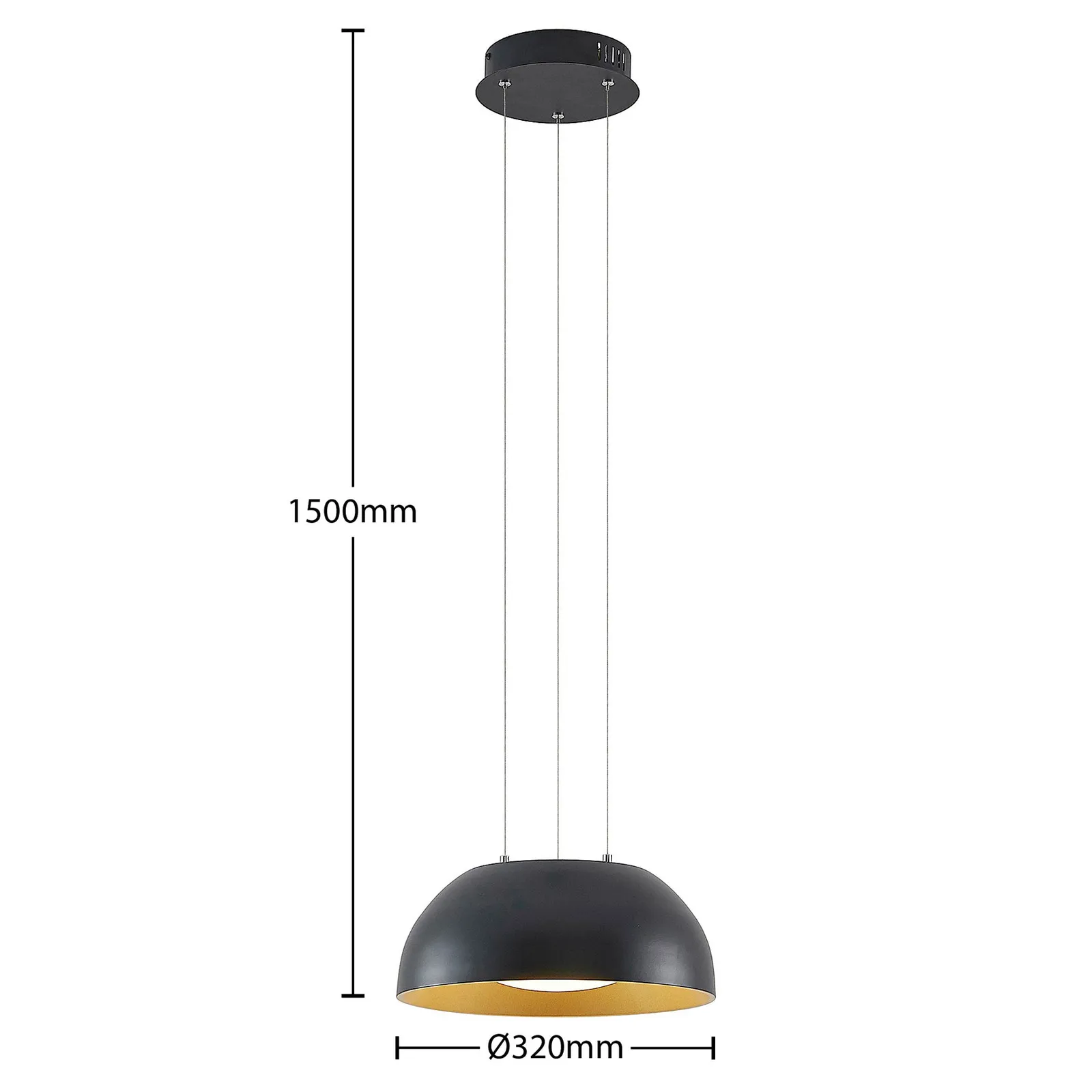 Lindby Juliven LED a sospensione, nero, 32 cm
