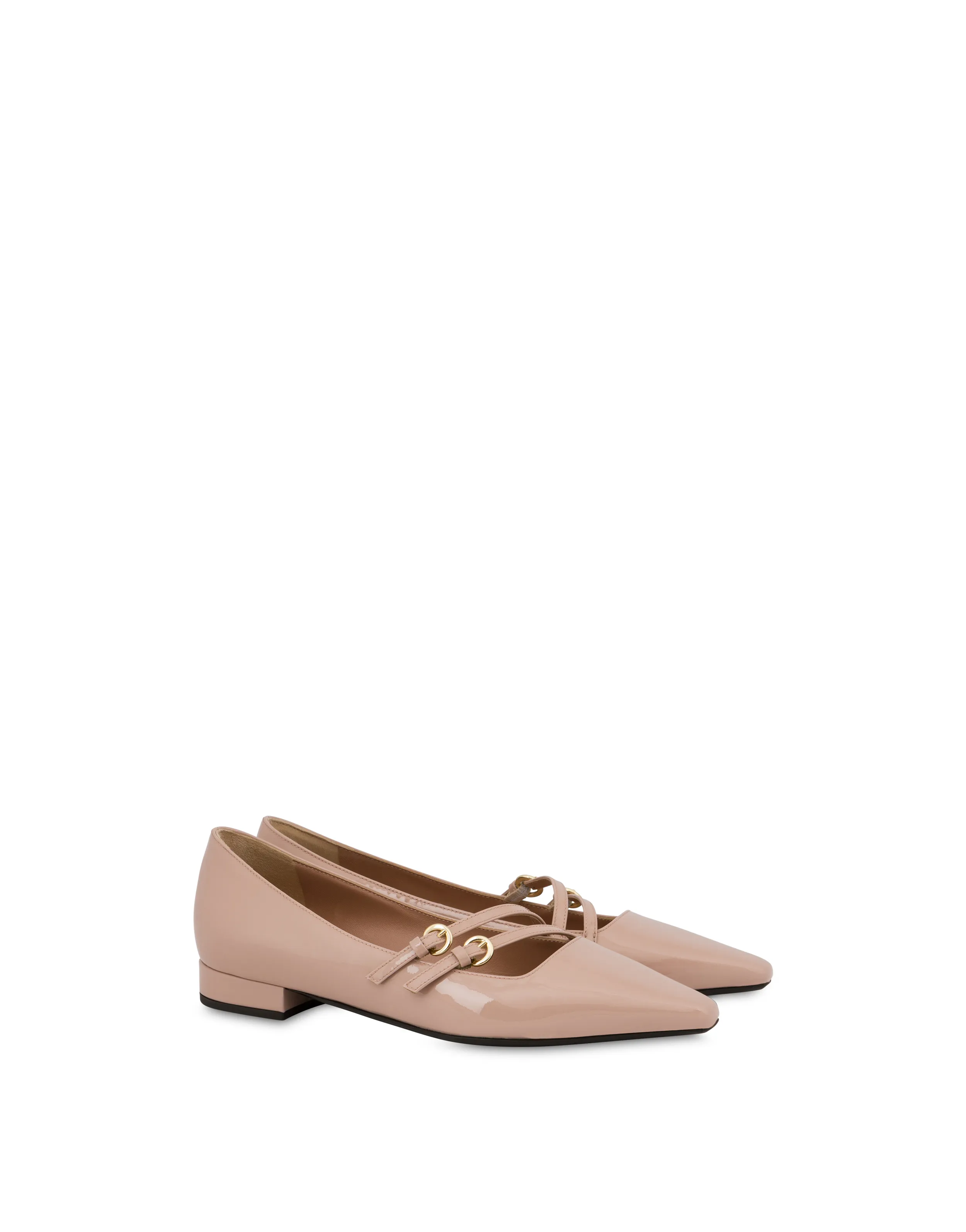     Linea Pollini Ballerine In Vernice Bi-buckle Antico