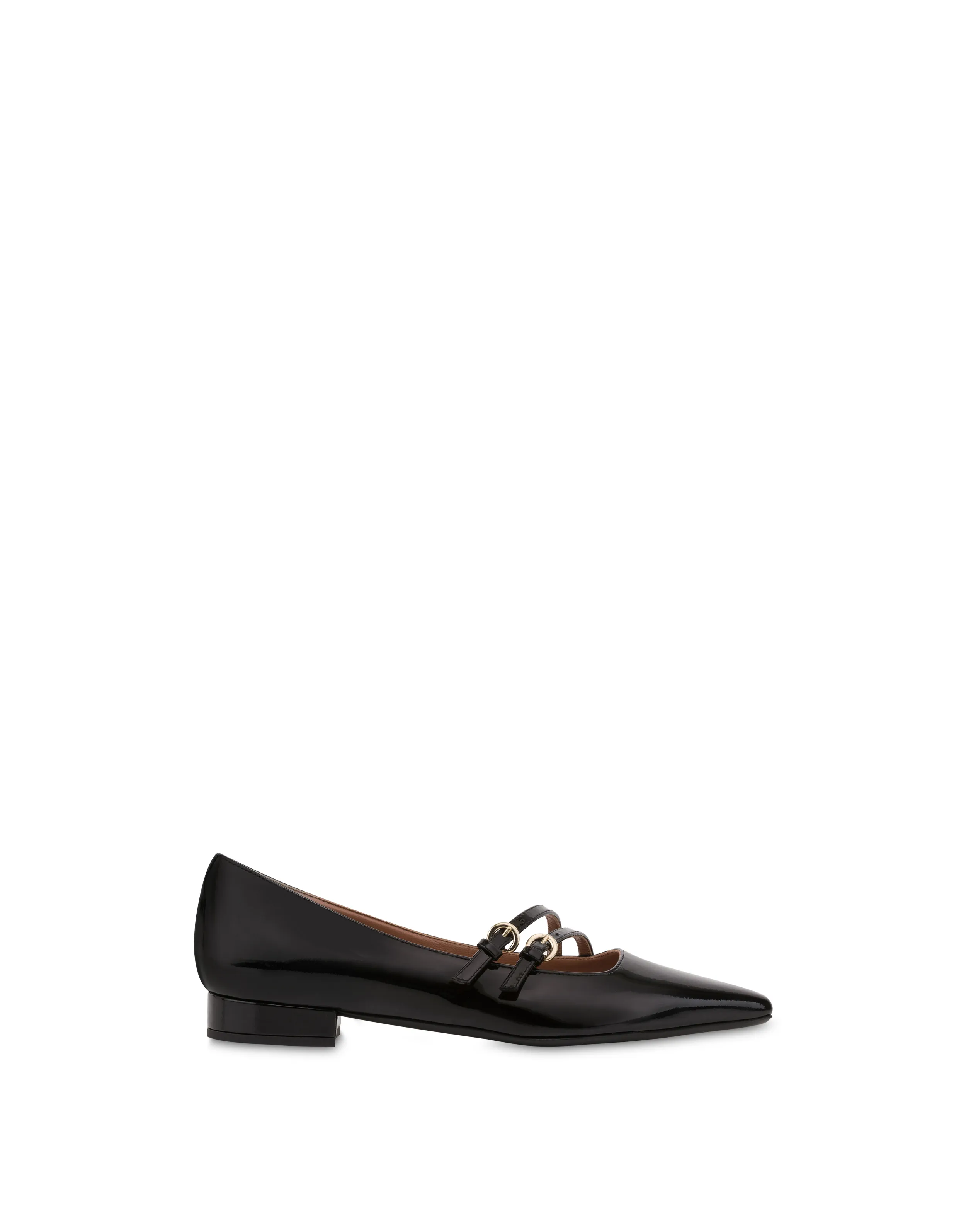     Linea Pollini Ballerine In Vernice Bi-buckle Nero