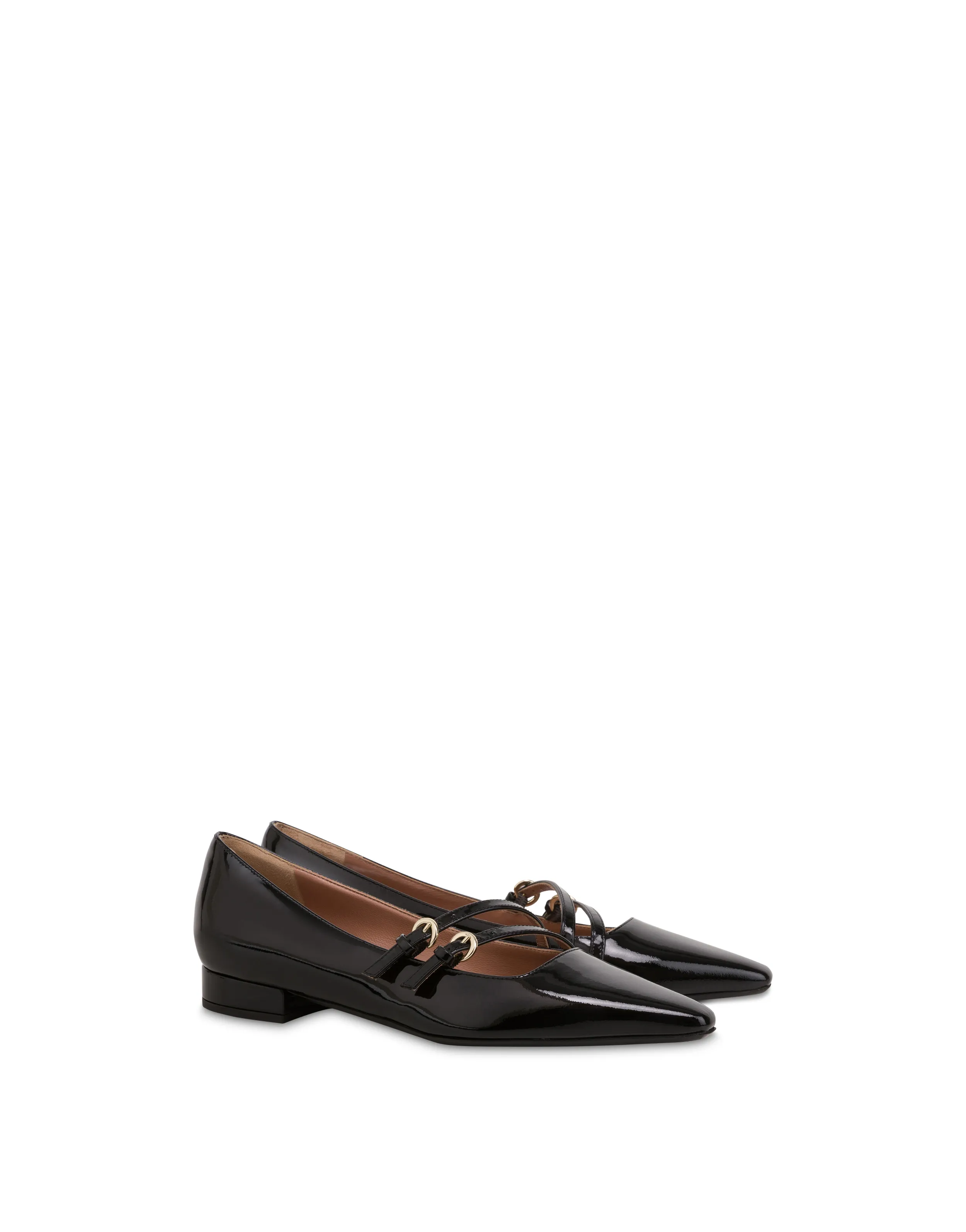     Linea Pollini Ballerine In Vernice Bi-buckle Nero